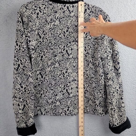 Coldwater Creek Jacket Blazer Womens L Jacquard Vintage Velvet Trim Regencycore - Picture 11 of 16